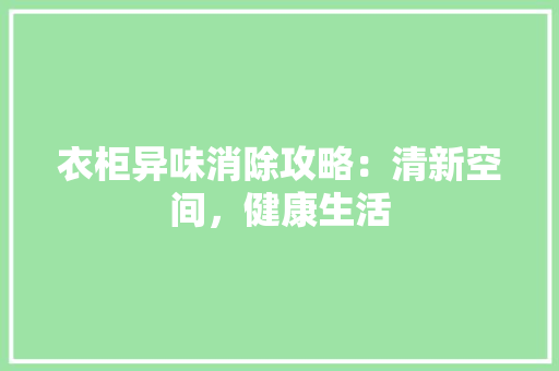 衣柜异味消除攻略：清新空间，健康生活 室内设计