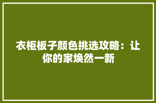 衣柜板子颜色挑选攻略：让你的家焕然一新 室内设计