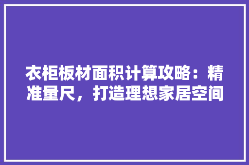 衣柜板材面积计算攻略：精准量尺，打造理想家居空间 室内设计