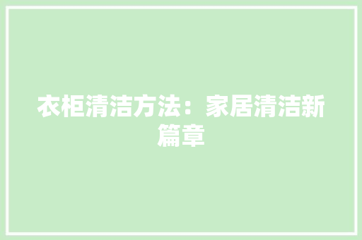 衣柜清洁方法：家居清洁新篇章 室内设计