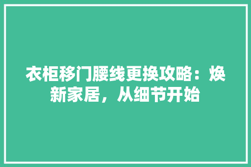 衣柜移门腰线更换攻略：焕新家居，从细节开始 室内设计