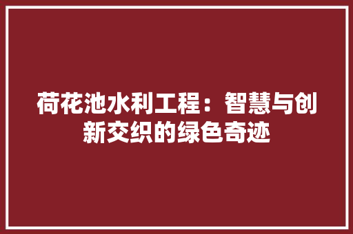 荷花池水利工程：智慧与创新交织的绿色奇迹