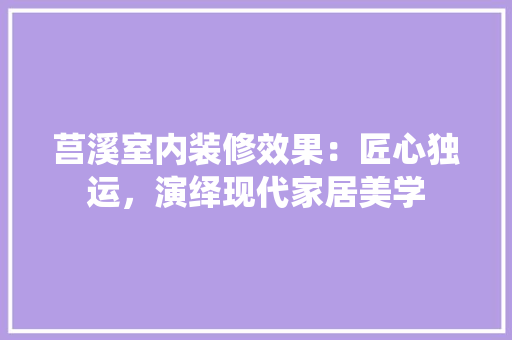 莒溪室内装修效果：匠心独运，演绎现代家居美学 室内设计
