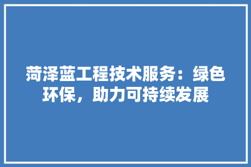 菏泽蓝工程技术服务：绿色环保，助力可持续发展