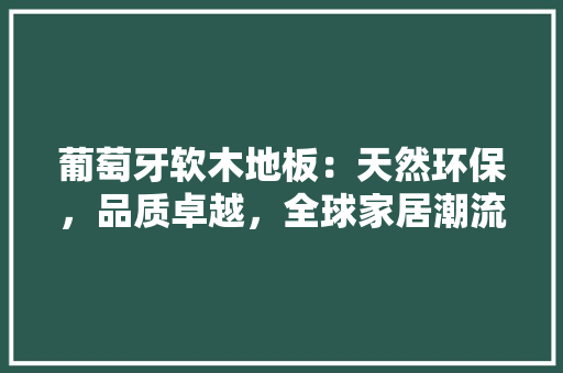 葡萄牙软木地板：天然环保，品质卓越，全球家居潮流 室内设计