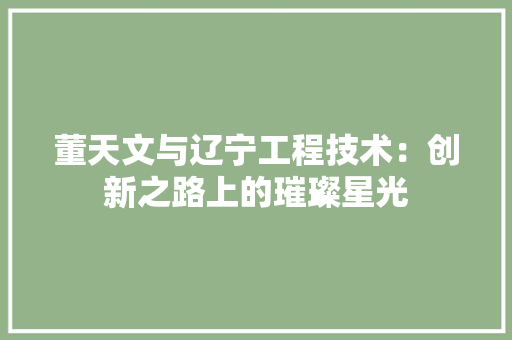 董天文与辽宁工程技术：创新之路上的璀璨星光 室内设计