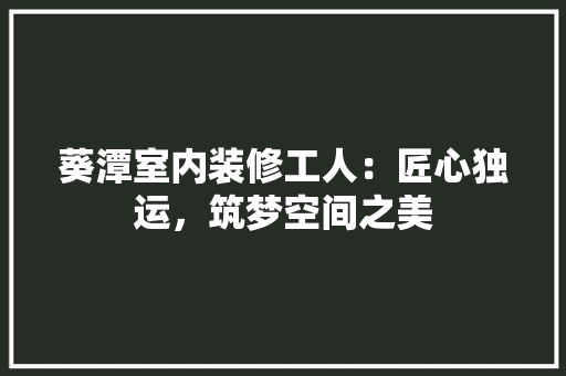 葵潭室内装修工人：匠心独运，筑梦空间之美 室内设计