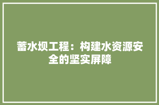 蓄水坝工程:构建水资源安全的坚实屏障 室内设计 蓄水坝工程:构建水资源安全的坚实屏障 室内设计