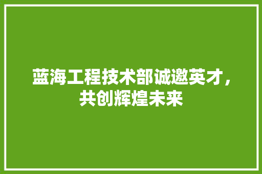 蓝海工程技术部诚邀英才，共创辉煌未来 室内设计