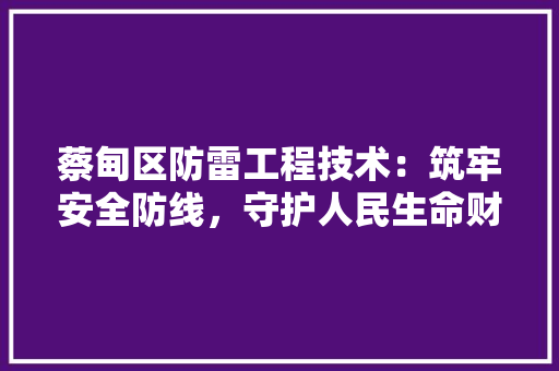 蔡甸区防雷工程技术：筑牢安全防线，守护人民生命财产安全 室内设计