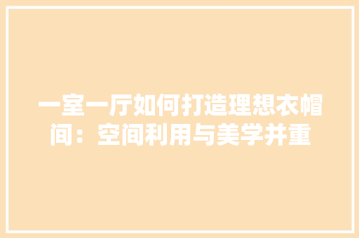 一室一厅如何打造理想衣帽间：空间利用与美学并重