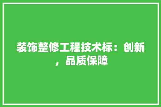 装饰整修工程技术标：创新，品质保障 室内设计