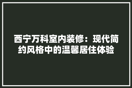 西宁万科室内装修：现代简约风格中的温馨居住体验 室内设计