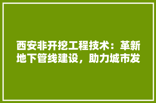 西安非开挖工程技术：革新地下管线建设，助力城市发展 室内设计