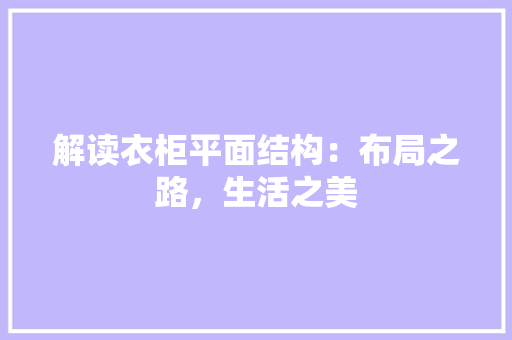 解读衣柜平面结构：布局之路，生活之美 室内设计