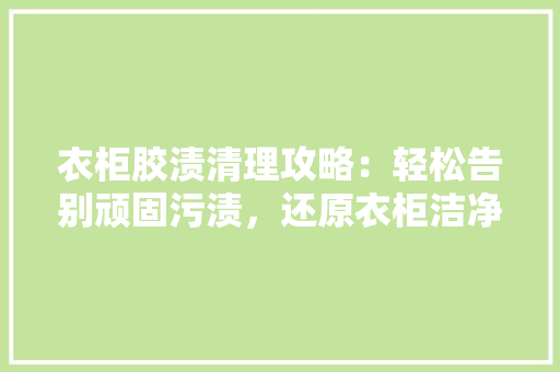 衣柜胶渍清理攻略：轻松告别顽固污渍，还原衣柜洁净之美 室内设计