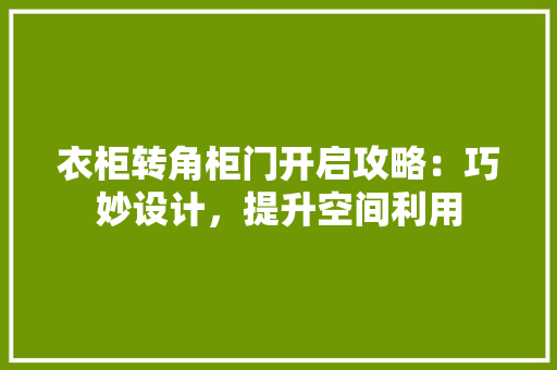 衣柜转角柜门开启攻略：巧妙设计，提升空间利用 室内设计