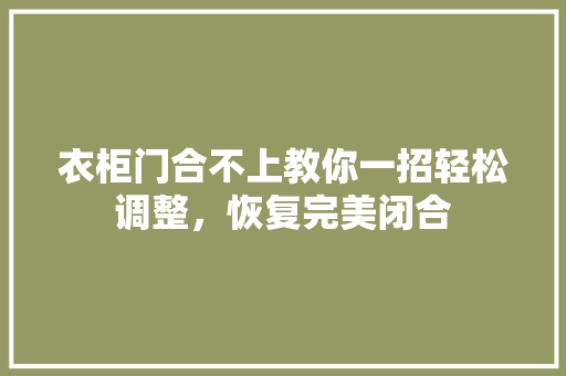 衣柜门合不上教你一招轻松调整，恢复完美闭合 室内设计
