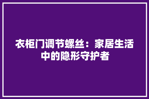 衣柜门调节螺丝：家居生活中的隐形守护者 室内设计