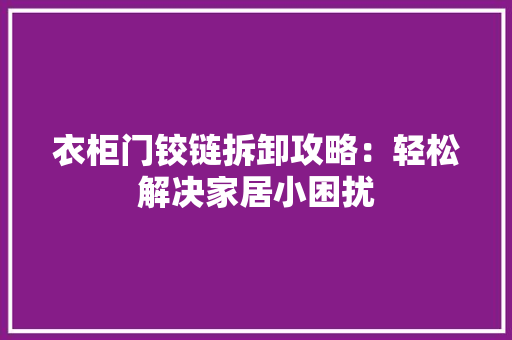 衣柜门铰链拆卸攻略：轻松解决家居小困扰 室内设计