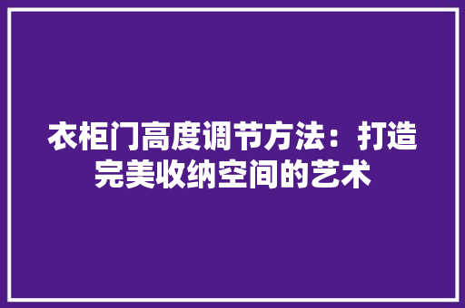 衣柜门高度调节方法：打造完美收纳空间的艺术 室内设计