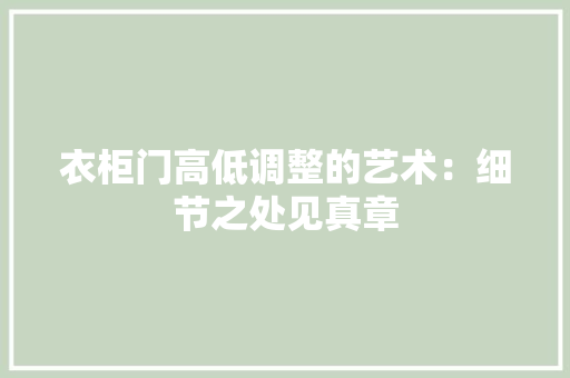 衣柜门高低调整的艺术：细节之处见真章