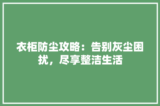 衣柜防尘攻略：告别灰尘困扰，尽享整洁生活 室内设计