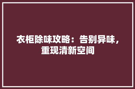 衣柜除味攻略：告别异味，重现清新空间 室内设计