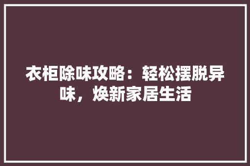 衣柜除味攻略：轻松摆脱异味，焕新家居生活 室内设计