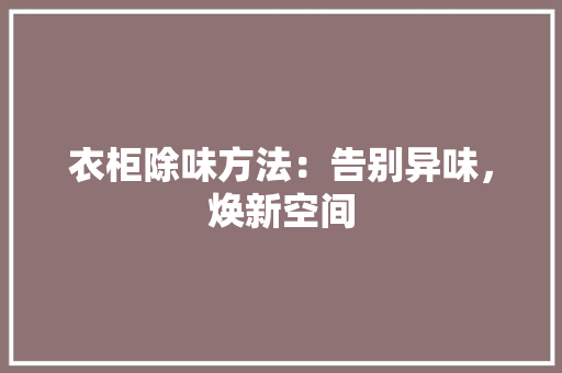 衣柜除味方法：告别异味，焕新空间 室内设计