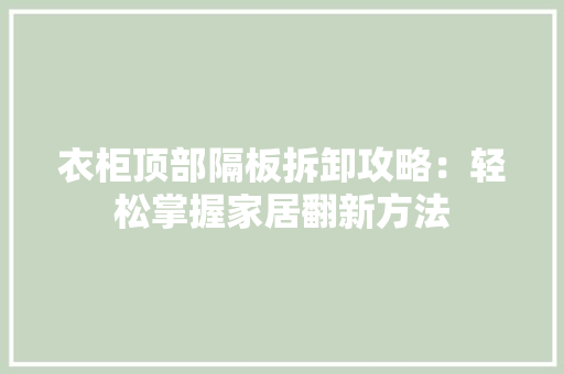 衣柜顶部隔板拆卸攻略：轻松掌握家居翻新方法 室内设计