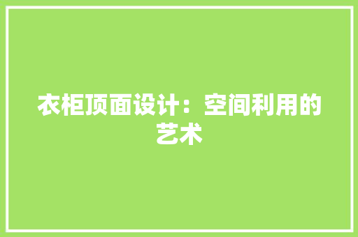 衣柜顶面设计：空间利用的艺术 室内设计