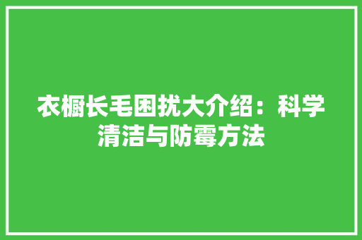 衣橱长毛困扰大介绍：科学清洁与防霉方法 室内设计