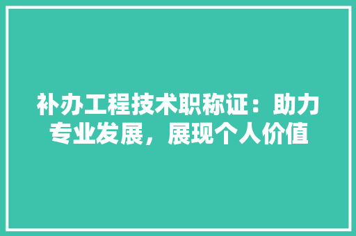补办工程技术职称证：助力专业发展，展现个人价值 室内设计