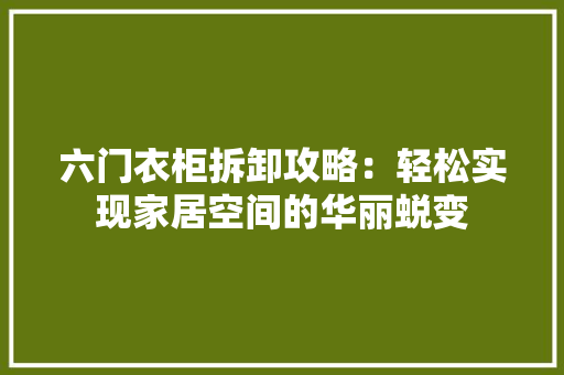 六门衣柜拆卸攻略：轻松实现家居空间的华丽蜕变 家居装修