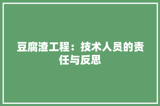 豆腐渣工程：技术人员的责任与反思 室内设计