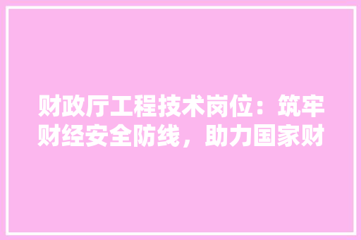 财政厅工程技术岗位：筑牢财经安全防线，助力国家财政稳健发展 室内设计