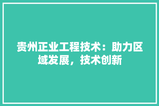 贵州正业工程技术：助力区域发展，技术创新 室内设计