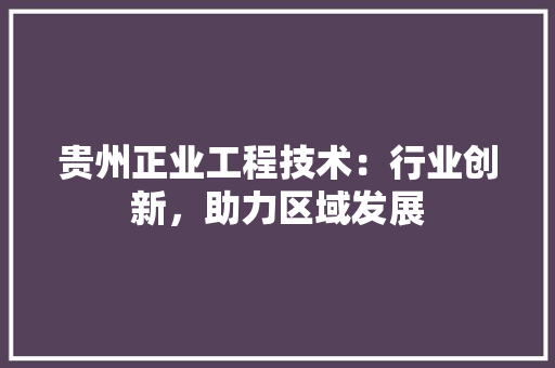 贵州正业工程技术：行业创新，助力区域发展 室内设计