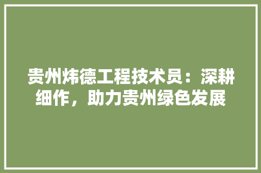 贵州炜德工程技术员：深耕细作，助力贵州绿色发展 室内设计