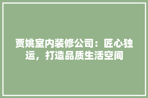 贾姚室内装修公司：匠心独运，打造品质生活空间 室内设计