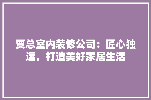 贾总室内装修公司：匠心独运，打造美好家居生活 室内设计