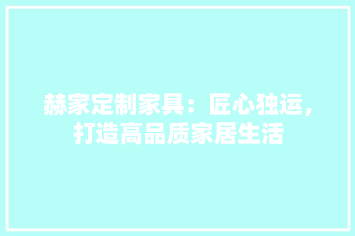 赫家定制家具：匠心独运，打造高品质家居生活 室内设计