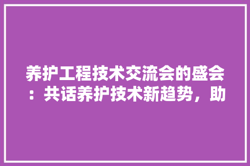 养护工程技术交流会的盛会：共话养护技术新趋势，助力行业发展 家居装修