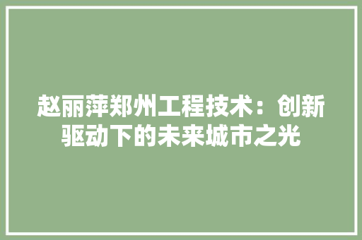 赵丽萍郑州工程技术：创新驱动下的未来城市之光 室内设计