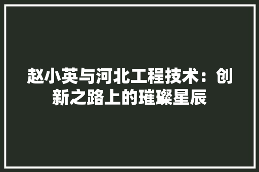 赵小英与河北工程技术：创新之路上的璀璨星辰 室内设计