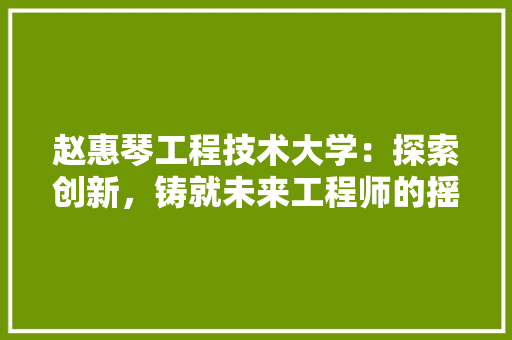 赵惠琴工程技术大学：探索创新，铸就未来工程师的摇篮 室内设计