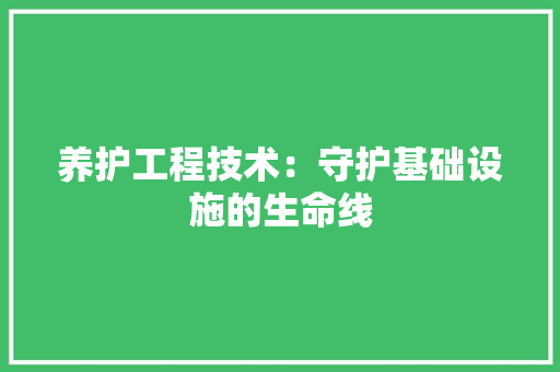 养护工程技术：守护基础设施的生命线 家居装修
