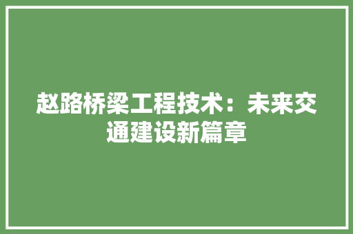 赵路桥梁工程技术：未来交通建设新篇章 室内设计