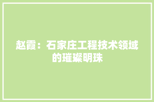 赵霞：石家庄工程技术领域的璀璨明珠 室内设计
